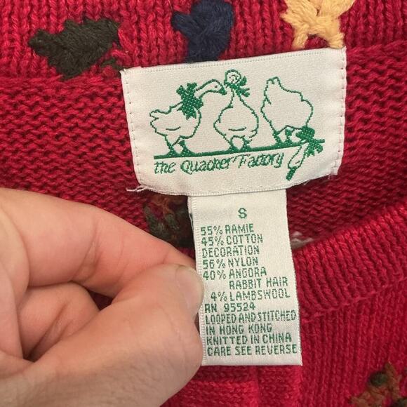 Vtg Quacker Factory Embroidered Cardigan Sweater I Believe in Angel Christmas - Picture 2 of 9